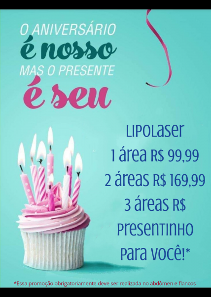 Promoção de aniversário 1 área de Lipolaser