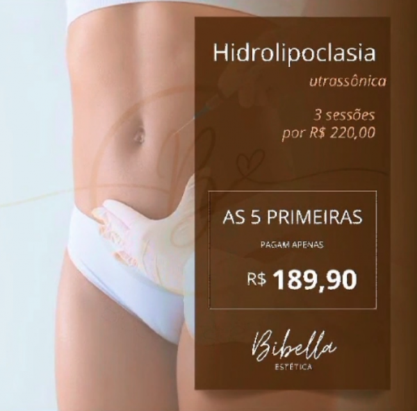 3 sessões de hidrolipoclasia