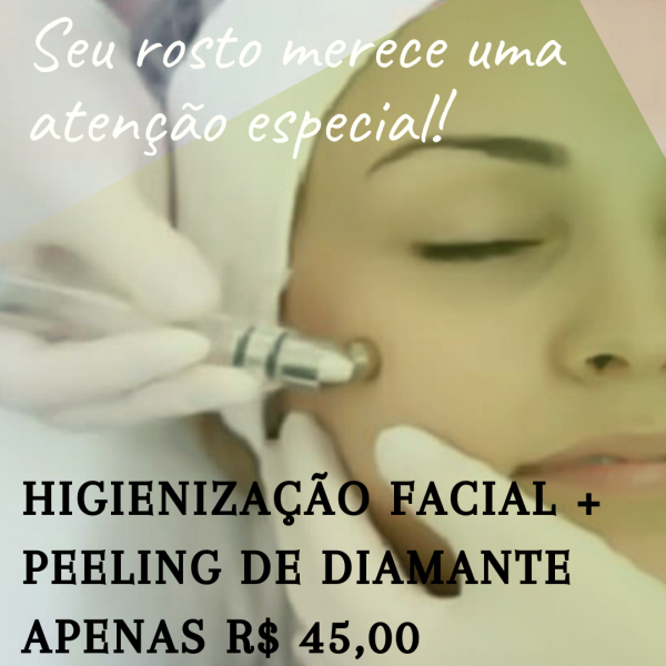 Higienização facial + peeling de diamante