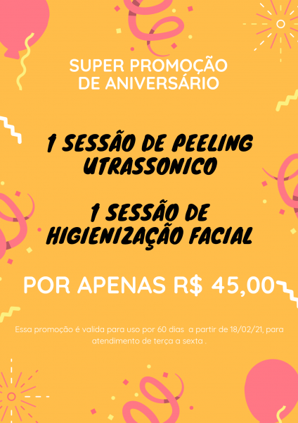 Promoção de aniversário ( facial 1)